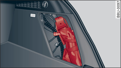 Right-hand side trim in luggage compartment: Tool kit and jack